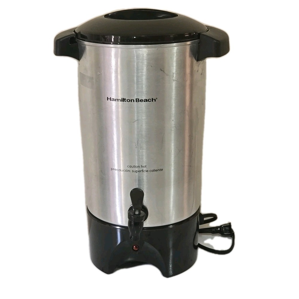 Hamilton Beach 42 Cup Coffee Urn Model 40515 Silver Red Tested Works COMPLETE